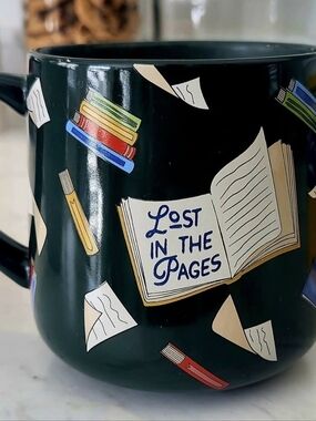 Indigo Ceramic Mug in Deep Teal with Coral Accent